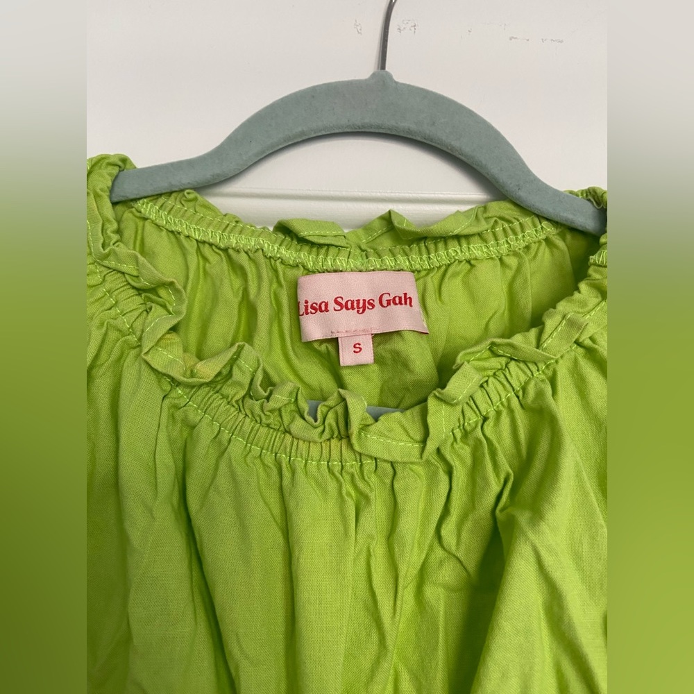 Lisa Says Gah lime green cropped blouse